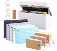 saerryor 3 X 6 inch Index Card Box, 350 Pcs Revision Cards with Dividers and Index Cards, Card File Storage Box for Flash Cards Business Cards School Office(White)