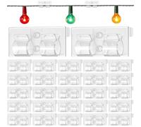 saerryor 30Pcs Outdoor Hooks for Lights, Self Adhesive Cable Tidy Hooks Sticky Wire Clips Cable Cord Holders for Outdoors Fairy Light Desk Wall Home Office,Transparent