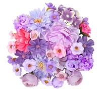 saerryor 36 Pcs Artificial Flower Heads, Craft Fake Flowers Decoration, Mini Silk Purple Flowers Head Bulk Flower Heads for DIY Wedding Party Hair Accessory Scrapbooking Home Decor