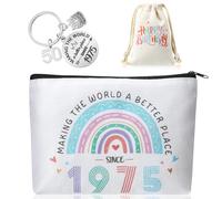 saerryor 50th Birthday Gifts for Women Rainbow Makeup Bag Inspirational Keyring Birthday Present for Her Travel Gifts for Mum Auntie Wife Sisters Teachers