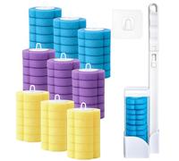 saerryor 54 Pcs Disposable Toilet Brush with Handle, Disposable Toilet Brush Refills, Cleaning System with Refill Pads & Cleaning Sticks for Bathroom Kitchen