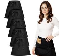 saerryor 5PCS Waitress Apron Black Waist Apron with 3 Pockets - Short Half Server Aprons for Women & Men, Waterproof & Anti-Dirt Cleaning Apron for Kitchen, Restaurant, Baking