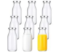 saerryor 6 Pack Glass Milk Bottles With Lids 8.5oz/250ml Glass Bottles Shot Bottle For Juice,Jam,Ginger,Oils,Liquor,Sauces