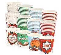 saerryor 60 Pcs Christmas Paper Cups, 7oz Xmas Party Cups with Festive Holiday Designs for Hot Cold Drinks, Christmas Dinner, Winter Party Decorations