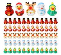 saerryor 60 Pcs Mini Christmas Ducks,Resin Mini Ducks,Tiny Ducks With Santa Hats Deer Antlers for Christmas Party Bag Fillers Fairy Garden Accessories Micro Landscape Ornament