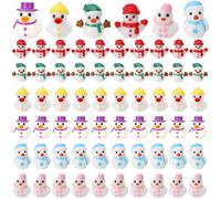 saerryor 60 Pcs Mini Christmas Ducks,Resin Mini Snowman Ducks,Tiny Ducks With Santa Hats for Christmas Party Bag Fillers Fairy Garden Accessories Micro Landscape Ornament