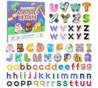 saerryor 78 Pcs Magnetic Letters Learning Board for Kids, Magnetic Uppercase & Lowercase Letters, fridge magnets for kids, Word Spelling, Travel Games, Educational Toys 3 4 5 6 Year Old
