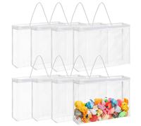 saerryor 8 Pcs Toy Storage Bags,PVC Clear Organizing Bags with Zipper for Building Blocks Puzzle Toys Board GamesBooks,Pull Rope Handle