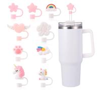 saerryor 9 Pack Straw Cover, 10mm Reusable Silicone Straw Topper, Suitable for 30oz & 40oz Straw Cover Cap, Cup Accessories for Stanly, Straw Lid Covers