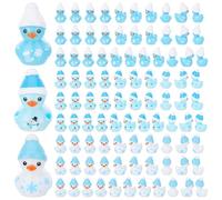 saerryor 96 Pcs Winter Mini Ducks,Resin Mini Ducks,Tiny Ducks With Snowflake Hat for Dollhouse Micro Garden Landscape Decoration Craft Party Favors Toys