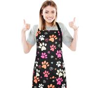 saerryor Chef Apron, Dog Grooming Waterproof Apron with 2 Pockets Adjustable Cute Animals Puppy Dog Pets Chefs Aprons(Colorful Dog Paw)