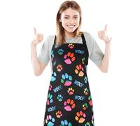 saerryor Chef Apron Dog Paw Waterproof Apron with Two Pockets Cute Pet Paw Print Pattern for Grooming Cooking Baking Painting Gardening