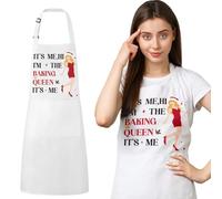 saerryor Christmas Aprons for Women, Funny Novelty Apron-IT'S ME, HI, I'M THE BAKING QUEEN,IT'S ME, Adjustable Christmas Cooking Aprons with Large pockets, Xmas Funny Gift for Women