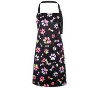 saerryor Funny Apron for Women with Pockets, Adjustable Waterproof Colorful Paw Chef Apron for Pet Washing Smocks Home Kitchen Cooking Baking Gardening Manicurist Technician BBQ