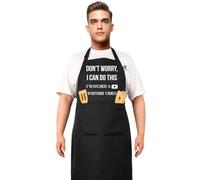 saerryor Funny Aprons for Men-DON'T WORRY, I CAN DO THIS，BBQ Apron with Large Pockets, Men's Cooking Apron, Funny Gift for Men, Husband, Dad, Grandad