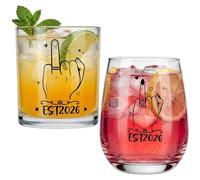 saerryor Funny Engagement Gift for Couples,Ring Finger Wine and Whiskey Glass Set,Cool Bridal Shower/Wedding/Bachelorette Gift for Bride and Groom,Newlyweds,Bridal Shower,Just Married,Mr and Mrs