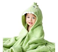 saerryor Green Dino Baby Hooded Towel with Snap Button