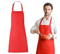 saerryor Kitchen Apron Chef Costume, Adjustable Bib Chef Aprons with 2 Large Pockets Unisex Red Apron for Crafting, Kitchen, Baking