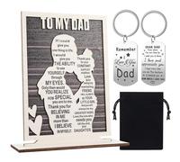 saerryor To My Dad Gifts Engraved Plaque with Keychain & Bag - Father's Day, Birthday Gifts from Daughter Son, Personalized Gifts Ever Christmas Retirement Idea Present