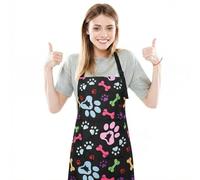 saerryor Waterproof Dog Grooming Apron with Pockets,Adjustable Pet Hair Cutting Apron for Dog Cat Groomer or Cooking Gardening(Paws)