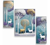 SAF deer Paintings for Wall Decoration - Set Of 3, 3d modern art Painting for Living Room Large Size with Frames for Home Decoration, Hotel, Office painting 50.8 cm x 30.48 cm SANFJM36052
