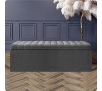 Safar 4Ft6 Ottoman Storage Box - Dark Grey Steel Plush Velvet