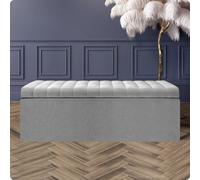 Safar 4Ft6 Ottoman Storage Box - Silver Plush Velvet Ottoman Bench With Storage