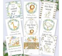 Safari Adventure Baby Boy Milestone Cards - Jungle Theme Keepsake Set - Perfect Baby Girl Gift - Wild Animal Memory Moments - Explorer Baby's First Year Milestone Cards