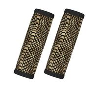 Safari African Black Gold Python Animal Skin Sepia, 2 Pcs Luggage Handle Wrap Grips, Comfort Soft Handle Covers Luggage Tag