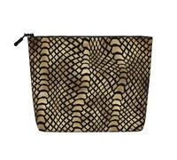 Safari African Black Gold Python Animal Skin Sepia, Cosmetic Bag Imitation Linen Makeup Bag Portable Travel Toiletry Bag