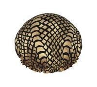 Safari African Black Gold Python Animal Skin Sepia,Shower Cap Nightcap Double Layer Waterproof Elastic Bath Cap Reusable Hair Cap