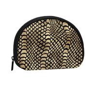 Safari African Black Gold Python Animal Skin Sepia, Women's Storage Bag Shell Makeup Bag Small Coin Purse Shell Change Pouch