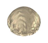 Safari African Gold Glam Zebra Animal Skin Sepia,Shower Cap Nightcap Double Layer Waterproof Elastic Bath Cap Reusable Hair Cap