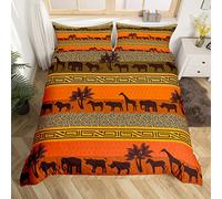 Safari Animal Duvet Cover Double Leopard Cheetah Print Bedding Set Giraffe Elephant Zebra Comforter Cover Decotive 3 Piece Tropical Desert Scene Bedding African Landscape Tribal Pattern Decor