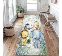 Safari Animal Hallway Runner Rug 80x150 cm Long Washable, Jungle Giraffe Elephant Lion Carpet Runner Rugs Non Slip, Kitchen Entryway Hall Bedroom Decor, Soft Low Pile x2s5a169q