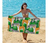 Safari Animal Print Beach Towel Tiger and Zebra Jungle Design Oversized Lightweight Summer Towel