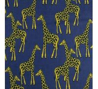 Safari Animal Print Polycotton Fabric, 112cm Wide, Giraffe and Leopard Design, Select Colour (Navy Giraffe)