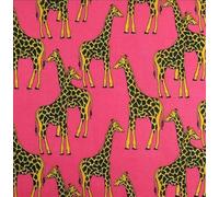 Safari Animal Print Polycotton Fabric, 112cm Wide, Giraffe and Leopard Design, Select Colour (Pink Giraffe)