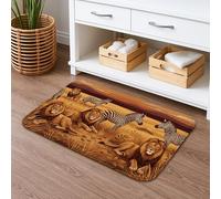 Safari Animal Print Quick Dry Bath Mat, Lion Striped Horse Pattern Absorbent Non Slip Shower Mat, Summer Wildlife Flannel Washable Bath Rugs for Bathroom Decor 20x32 Inch