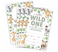 Safari Animals Baby Shower Invitations - A Little Wild One Is On The Way - 25 Invites With Envelopes For Gender Reveal, Gender Neutral Baby Shower Invitations - 09