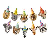 Safari Animals Happy Birthday Banner - Jungle Theme Party Decorations with 10 Animal Cutouts and Ribbon - Safari Party Decorations for Kids Birthday, Wild Jungle Baby Shower, Zoo Parties Supplies