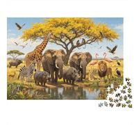 Safari Animals Jigsaw Puzzle 1000 Piece Recyclable Material African Wildlife Puzzles for Elderly Relieve Senile Dementia Fun Activity Great Gift Idea 38x26cm/1000pcs
