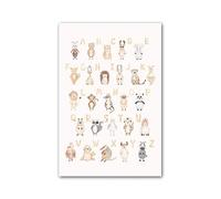 Safari Animals Nursery Poster Abc's Alphabet Wall Art Print Nordic Canvas Painting Educational Kids Pictures Baby Room Decor (Color : 1, Size : 50x70cm no Frame)