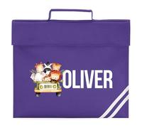 Safari Animals Personalised Kids Bookbag Boys Girls Custom Safari Bus School Book Bag, One Size, Purple