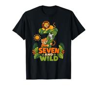 Safari Animals Seventh Birthday Seven and Wild 7 Years Old T-Shirt