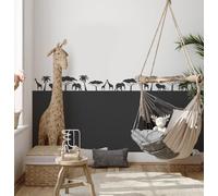 Safari Animals Wall Border Stencil, African Desert with Trees Boho Style Nursery, Wall Decor, Paint Bespoke Walls, Nursery Makeover (Size 15X100CM)