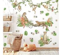 Safari Animals Wall Stickers Nursery Wall Decals Jungle Animals Wall Stickers Baby Boys Girls Room Decals Wall Decor Removeable Tiger Monkey Wall Art Decals for Kids Bedroom Living Room Playroom Decor