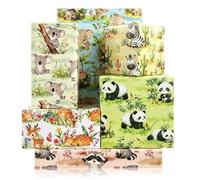 Safari Animals Wrapping Paper - 6 Sheets Cute Jungle Animal Gift Wrap Paper with Elephant Koala Panda Zebra Design for Kids' Birthday, Baby Shower,Holiday，27x20 Inch