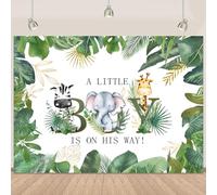 Safari Baby Shower Backdrop for Boy A Little Boy is On His Way Baby Shower Photography Background Jungle Animal Theme Party Decoration Supplies 5x3Ft