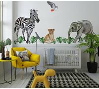 Safari Big Wall Animals Decal Set Kids Watercolour Removeable for Children's Bedroom Nursery Stickers Africa